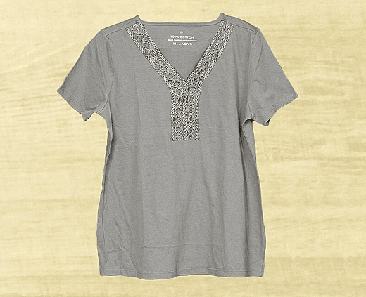Ladies Neck Lace Cotton Knit Top