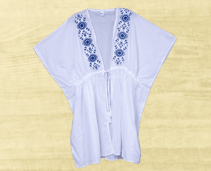 Ladies 100 percent Cotton Voile Wrap with Embroidery