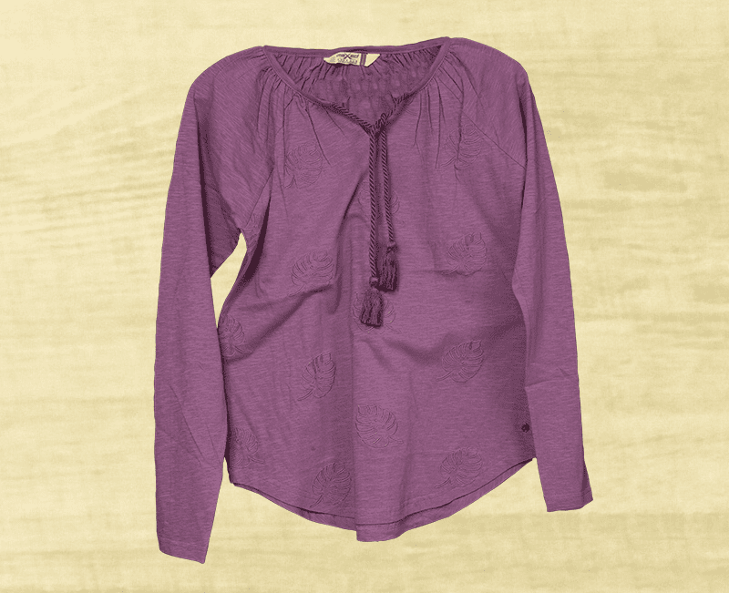 Ladies All over Embroidered Cotton Slub Top