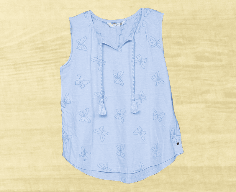 Ladies All Over Embroidered Cotton Slub Top