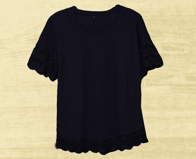 Ladies Cotton Knit Top with Shiffley Embroidery