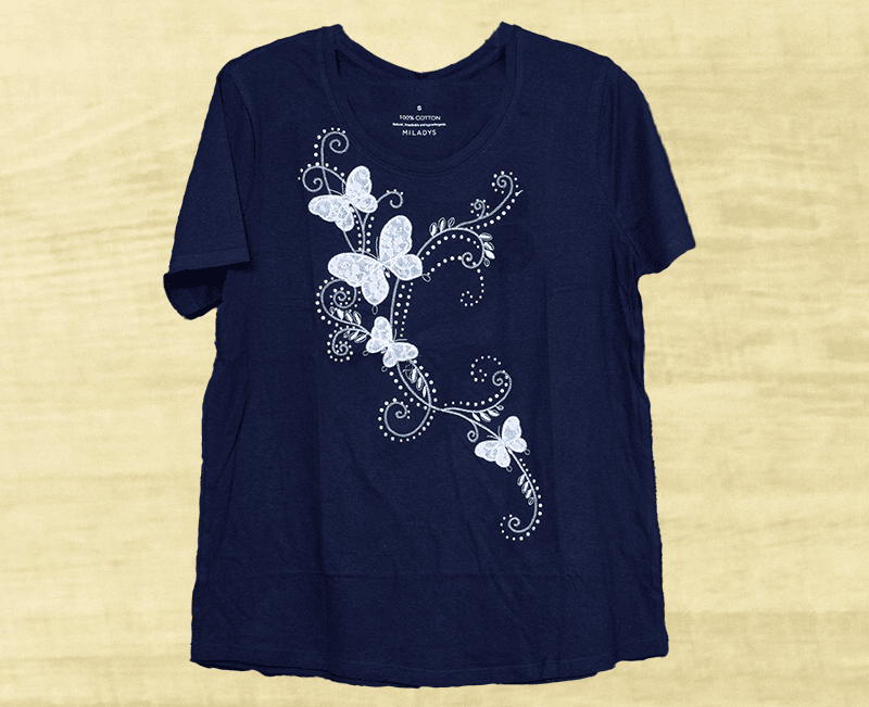 Ladies Front Emb Cotton Knit Top