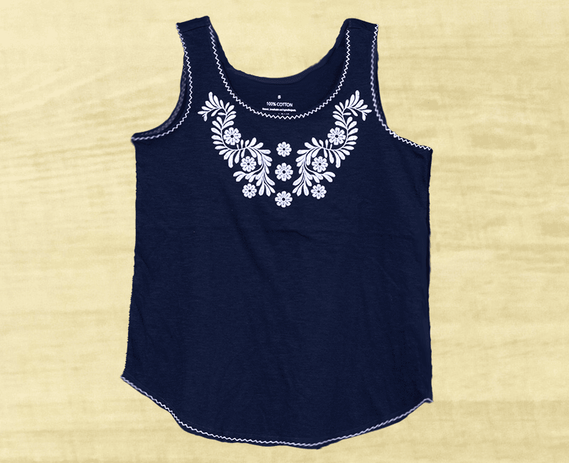 Ladies Neck Emb Cotton Knit Tank