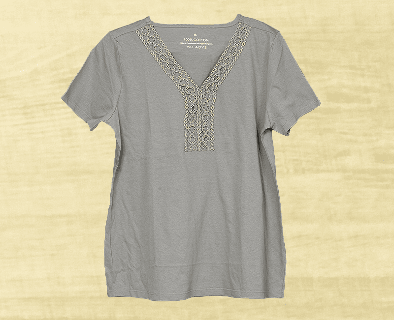 Ladies Neck Lace Cotton Knit Top