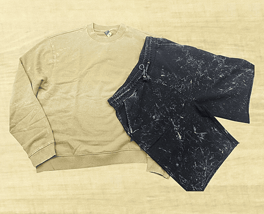 Mens Recycled Fleece Sweatshirt and Shorts-Acidwash
