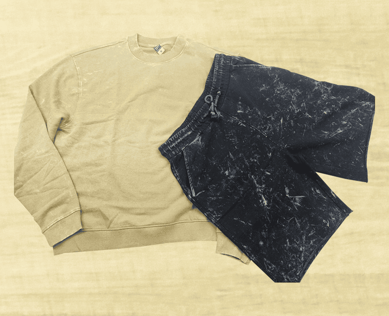 Mens Recycled Fleece Sweatshirt and Shorts-Acid Wash